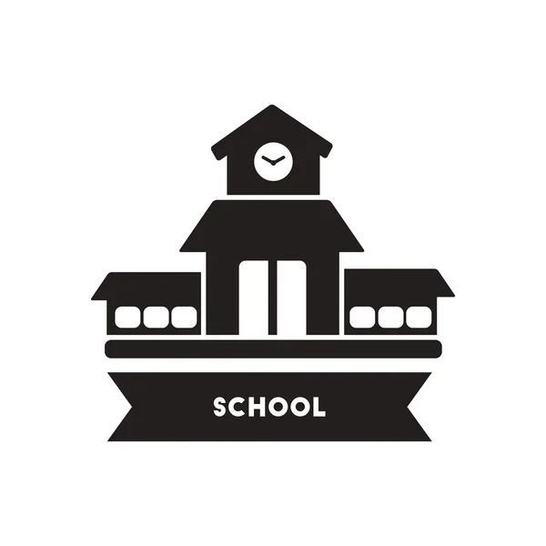 Ícone plana na escola de estilo preto e branco —  Vetores de Stock