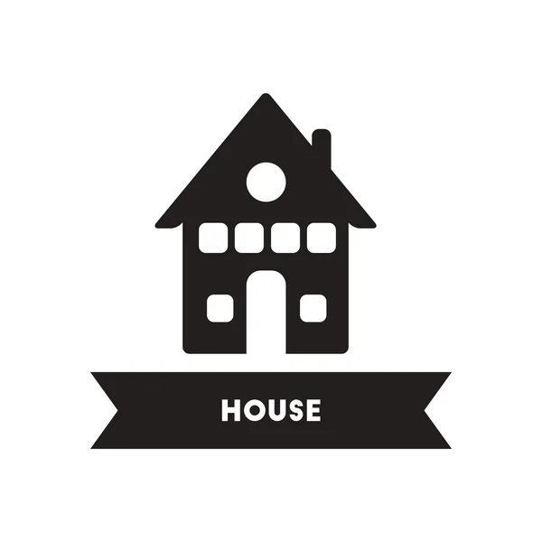 Flat icon in black and white style building house — Stock Vector