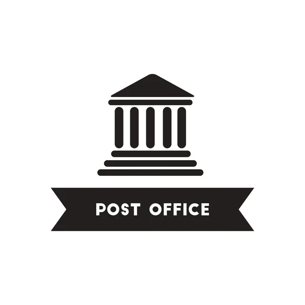 Icono plano en blanco y negro estilo edificio oficina de correos — Vector de stock