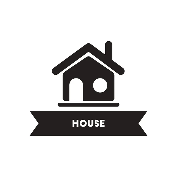 Icône plate dans une maison de style noir et blanc — Image vectorielle