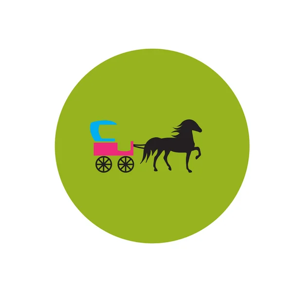 Stylish pictogram in kleur cirkel vervoer met paard — Stockvector
