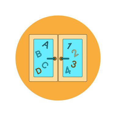 Geri okul ve eğitim vektör düz tasarımı sınıf kapı