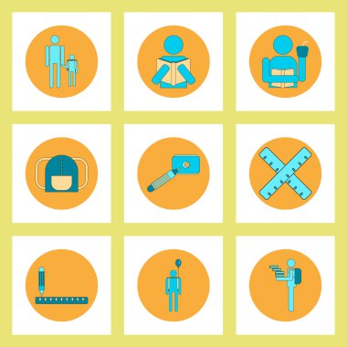 Arka düz stil okul malzemeleri okul öğeleri koleksiyonu