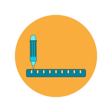 Geri okul ve eğitim vektör düz tasarım cetvel ve kalem