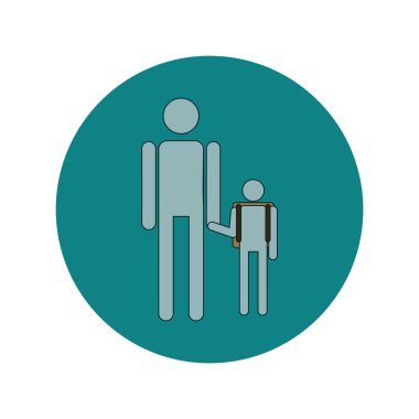 Geri okul ve eğitim vektör düz tasarımı öğrenci için baba ile