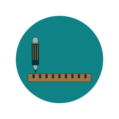 Geri okul ve eğitim vektör düz tasarım cetvel ve kalem