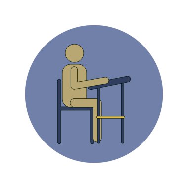 Okul masa başında oturan geri okul ve eğitim vektör düz tasarımı öğrenci için