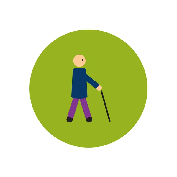 stylish icon in color circle man with stick