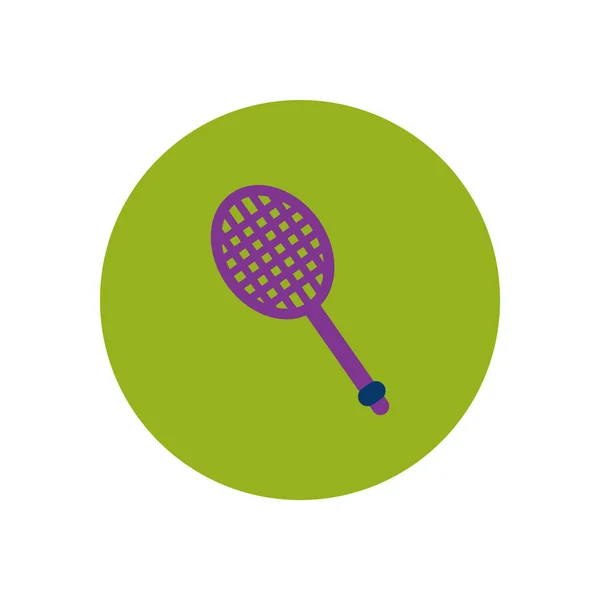 Icône élégante dans le cercle de couleur raquette de tennis — Image vectorielle