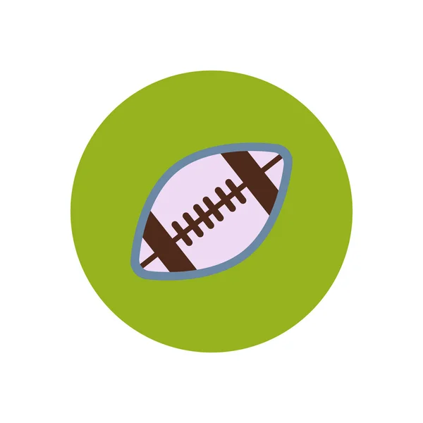 Icono elegante en el círculo de color pelota de rugby — Vector de stock