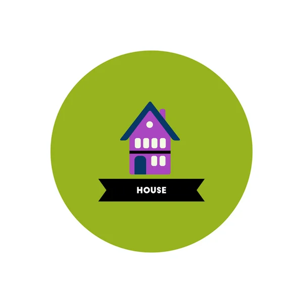 Eleganta ikonen i färgcirkeln bygga hus — Stock vektor