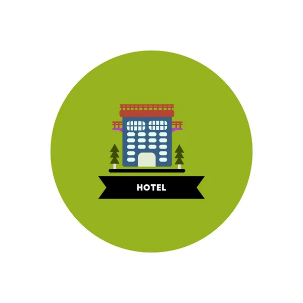 Stylish icon in color circle building hotel — Stock Vector