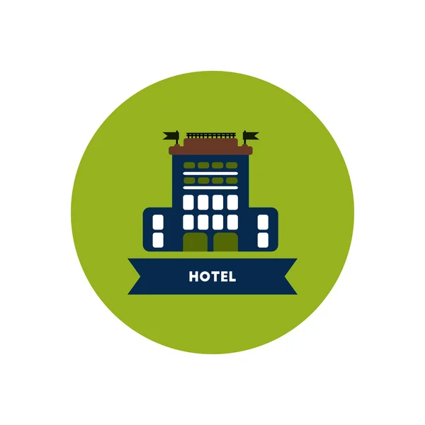 Icono elegante en color círculo edificio hotel — Archivo Imágenes Vectoriales
