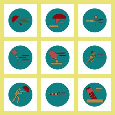 Düz stil kasırga felaketle simgeler koleksiyonu