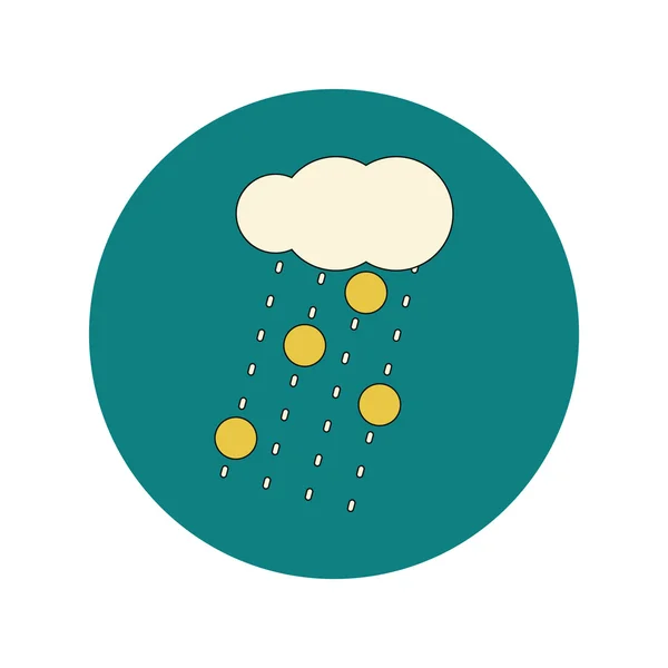 Vector illustration in flat design of Cloud and rain with volcanic elements — Stock Vector