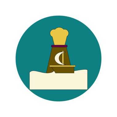 Volkanın patlama ve tekne düz tasarım vektör çizim