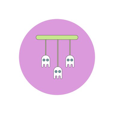 Vektör çizim düz tasarım Cadılar Bayramı simgesi hayalet parti dekorasyon
