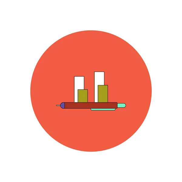 Ilustração vetorial em design plano de gráfico de colunas e caneta — Vetor de Stock