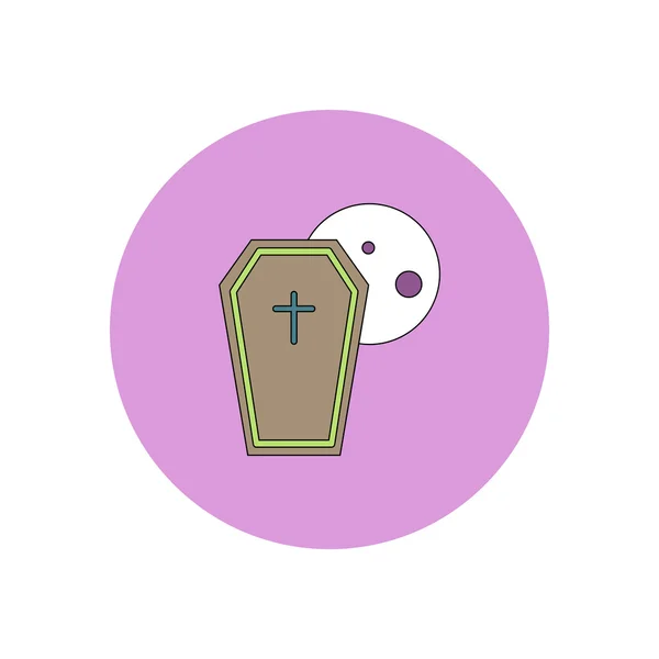 Vektorillustration i platt design Halloween ikonen kistan och månen — Stock vektor