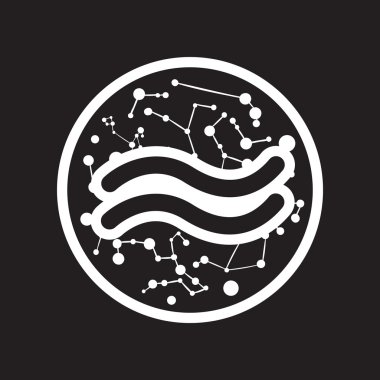 siyah ve beyaz stil öğesi zodyak kova düz simgesi