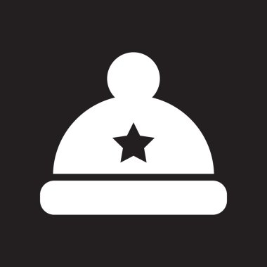 siyah ve beyaz stil şapkalı düz simgesi