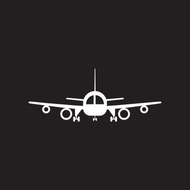 siyah ve beyaz tarzı düz simgesi seyahat uçak