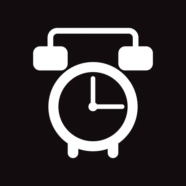 Flat icon in black and white style alarm clock — Stock Vector