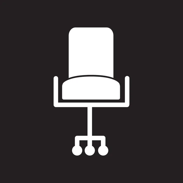 Flache Ikone im schwarz-weißen Bürostuhl — Stockvektor