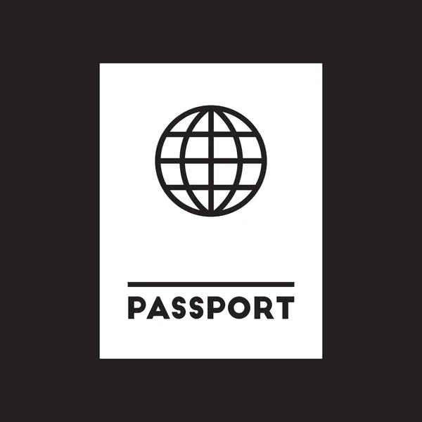 Ícone plano em preto e branco estilo passaporte internacional — Vetor de Stock