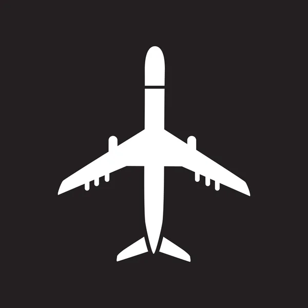 Flat icon in black and white style travel airplane — Stock Vector