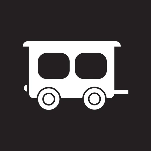 Platte pictogram in zwart-wit stijl aanhangwagen auto — Stockvector