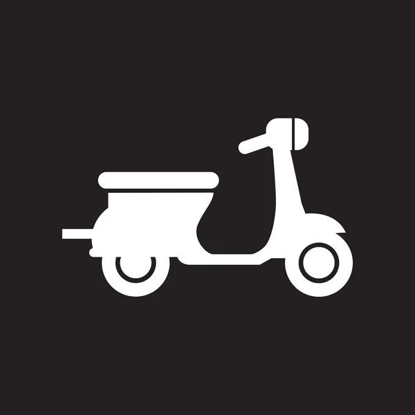 Icono plano en scooter de estilo blanco y negro — Vector de stock