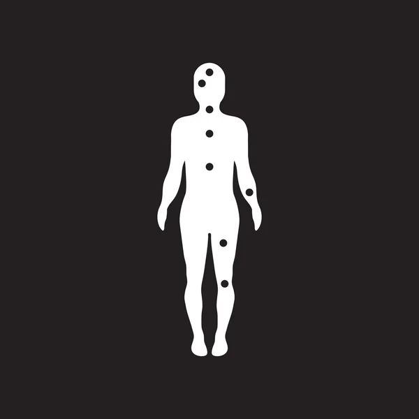 Icona piatta in bianco e nero Sintomi di ebola dolore — Vettoriale Stock