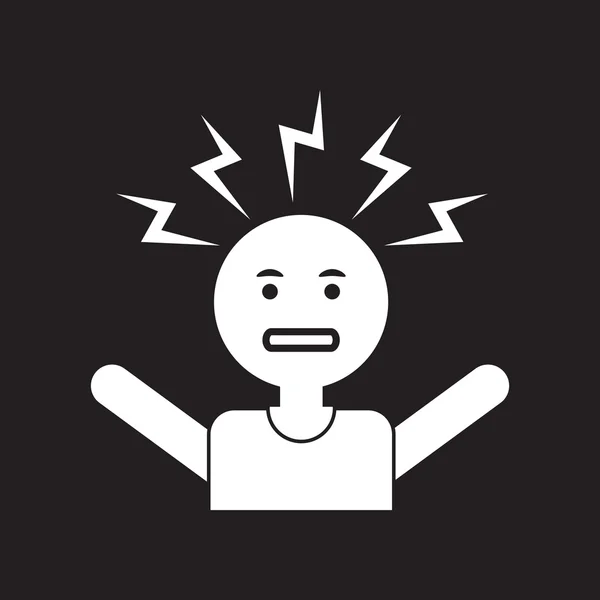 Icône plate en noir et blanc style homme maux de tête — Image vectorielle