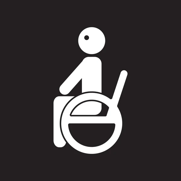 Ícone plana em preto e branco estilo homem cadeira de rodas — Vetor de Stock
