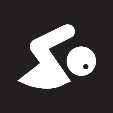 siyah ve beyaz tarzı adam yüzücü düz simgesi