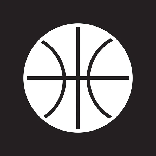 Icône plate en noir et blanc style ballon de basket — Image vectorielle