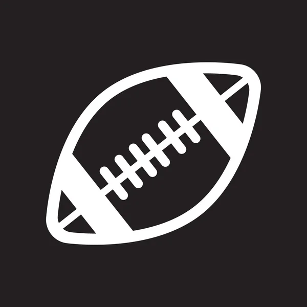 Icono plano en bola de rugby de estilo blanco y negro — Vector de stock