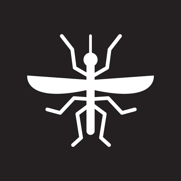 カブトムシを飛んでいる黒と白のスタイルでフラット アイコン — ストックベクタ