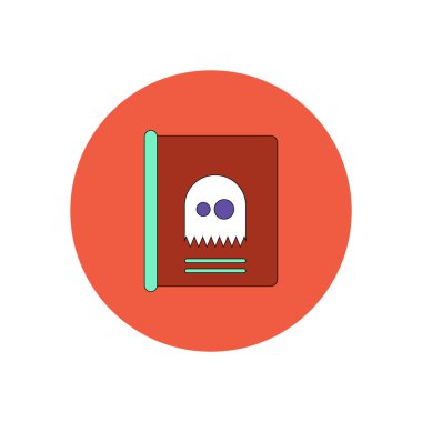 Vektör çizim düz tasarım Cadılar Bayramı simgesi gizemli hayalet kitap