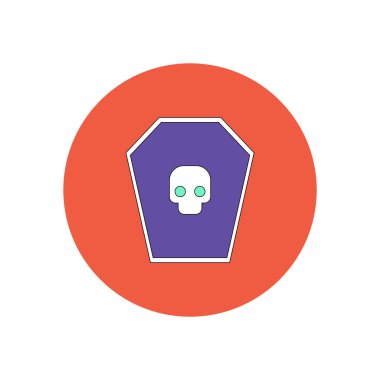 Vektör çizim düz tasarım Cadılar Bayramı simgesi mezar anıtı ve kafatası