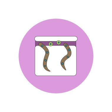 Vektör çizim düz tasarım Cadılar Bayramı simgesi korkunç canavar kutudan geliyor