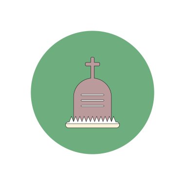 Düz tasarım Cadılar Bayramı simgesi mezar anıtı ile resimde vektör