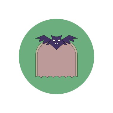Vektör çizim düz tasarım Cadılar Bayramı simgesi vampir yarasa
