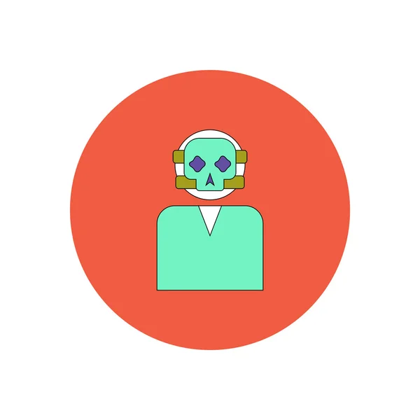 Ilustración vectorial en diseño plano icono de Halloween Cara máscara cráneo — Vector de stock