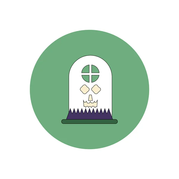 Vectorillustratie in platte ontwerp Halloween pictogram graf monument met spooky glimlach — Stockvector