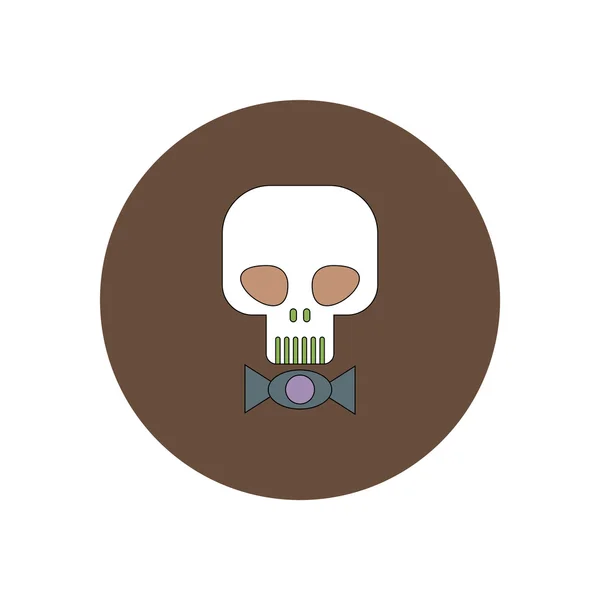 Illustration vectorielle en forme de plat icône Halloween Crâne et bonbons — Image vectorielle