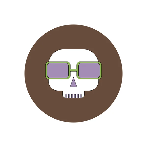 Illustration vectorielle en forme de plat icône Halloween Crâne dans les lunettes — Image vectorielle