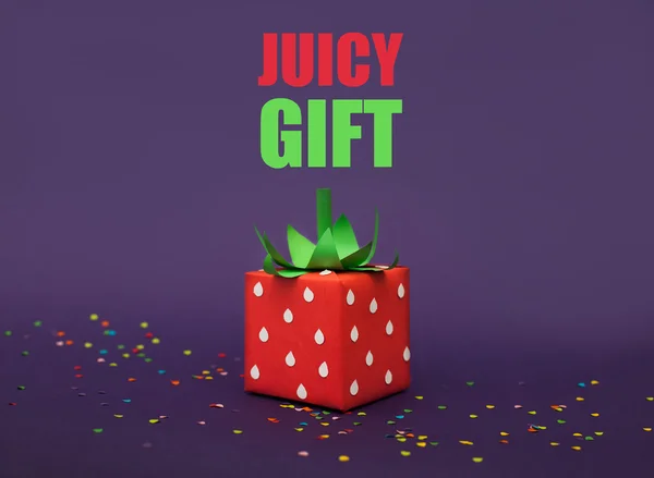 Gifts wrapped in colored paper. Gifts like fruit. Fruit boxes.