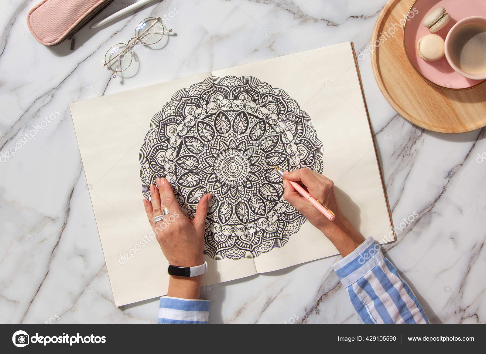 Mandala Art Draw With The Help Of Marker Pens